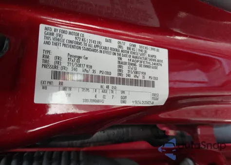 2017 Ford Focus Se z USA, uszkodzony, nr VIN 1FADP3FE7HL340876